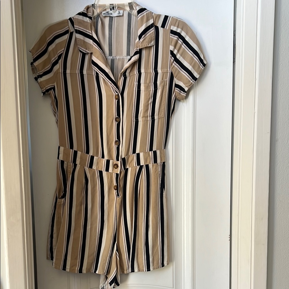 Hollister Striped Button-Up Romper